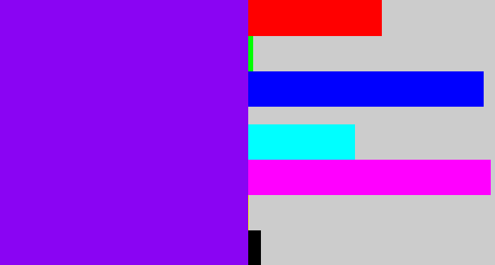 Hex color #8a04f3 - vivid purple