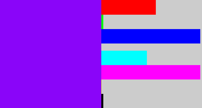 Hex color #8a05f9 - vivid purple