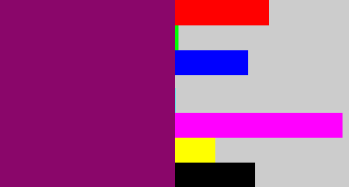 Hex color #8a066a - red violet
