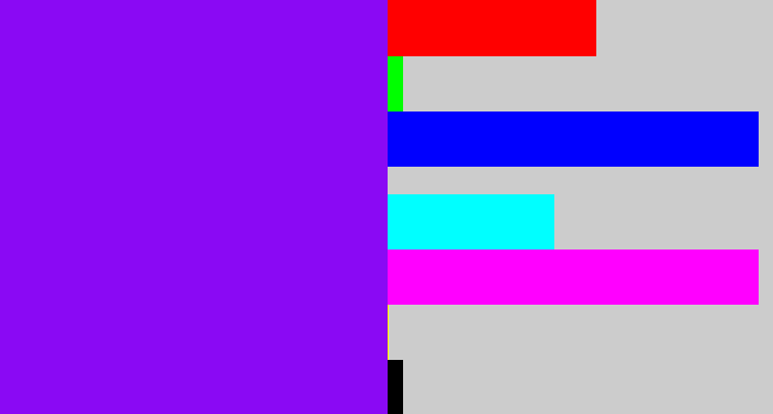 Hex color #8a09f4 - vivid purple