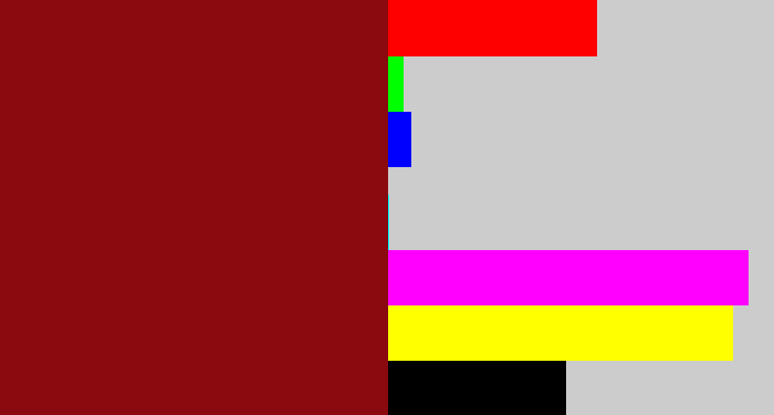 Hex color #8a0a0f - crimson