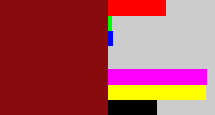 Hex color #8a0b0d - indian red