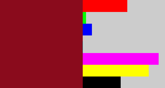 Hex color #8a0b1c - crimson
