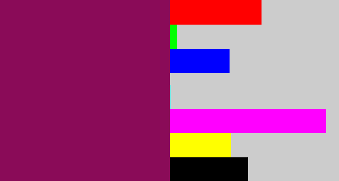 Hex color #8a0b58 - reddish purple