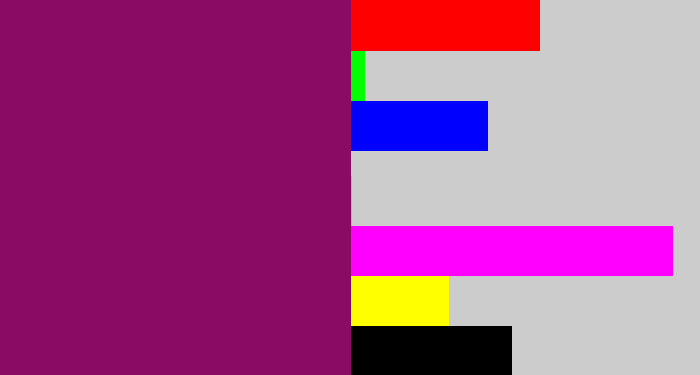 Hex color #8a0b63 - reddish purple