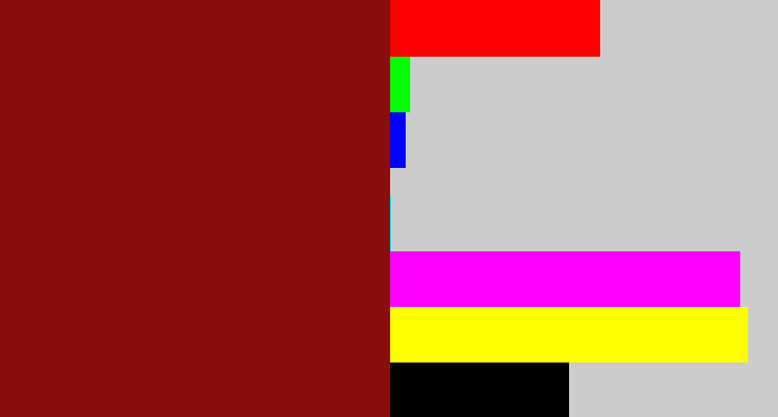 Hex color #8a0e0b - indian red