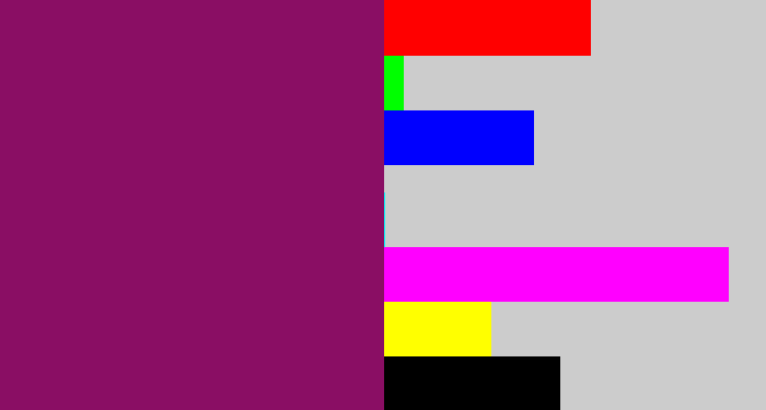 Hex color #8a0e64 - reddish purple