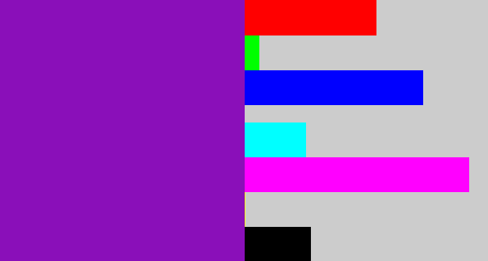 Hex color #8a0fb9 - purple