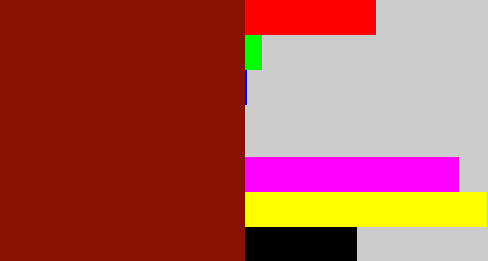 Hex color #8a1102 - brick red