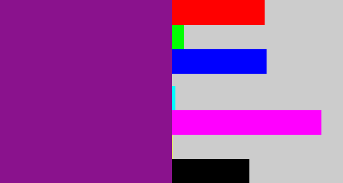 Hex color #8a128d - purple