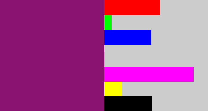 Hex color #8a1372 - darkish purple