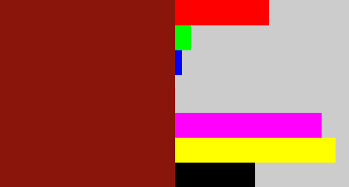 Hex color #8a160b - brick red