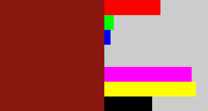 Hex color #8a1610 - brick red