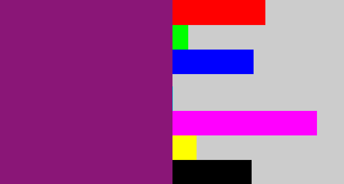 Hex color #8a1677 - darkish purple