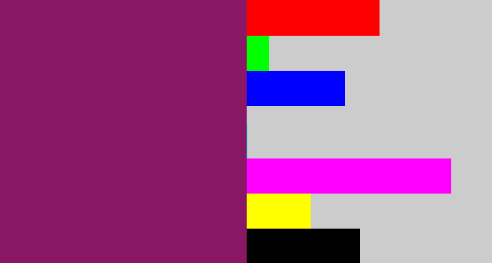 Hex color #8a1766 - darkish purple