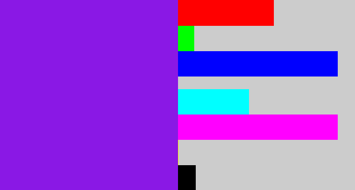Hex color #8a18e5 - violet