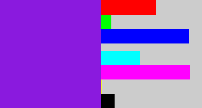 Hex color #8a1ade - violet