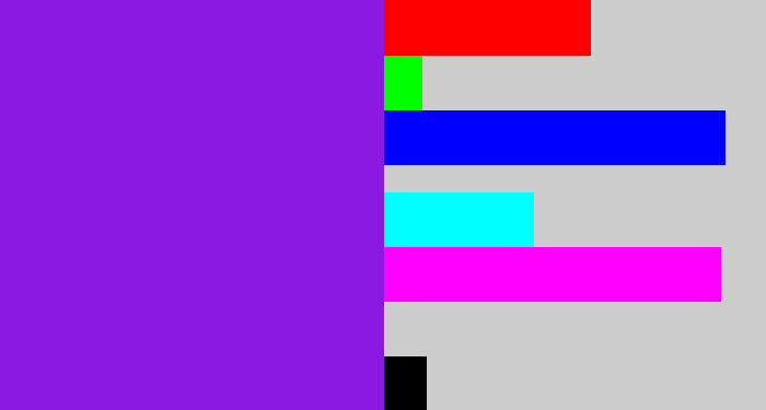 Hex color #8a1ae2 - violet