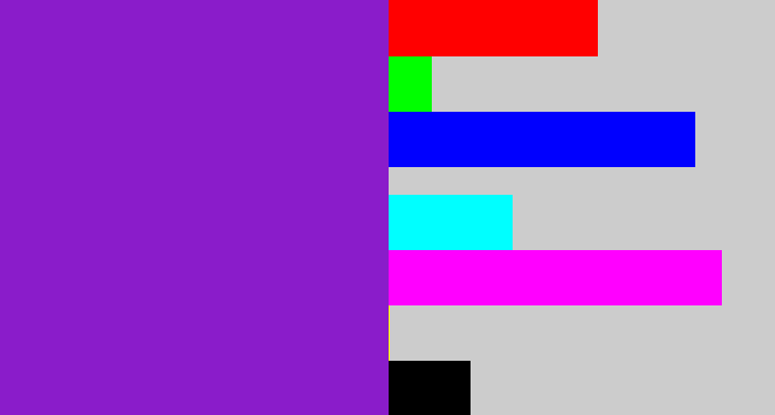 Hex color #8a1cca - violet