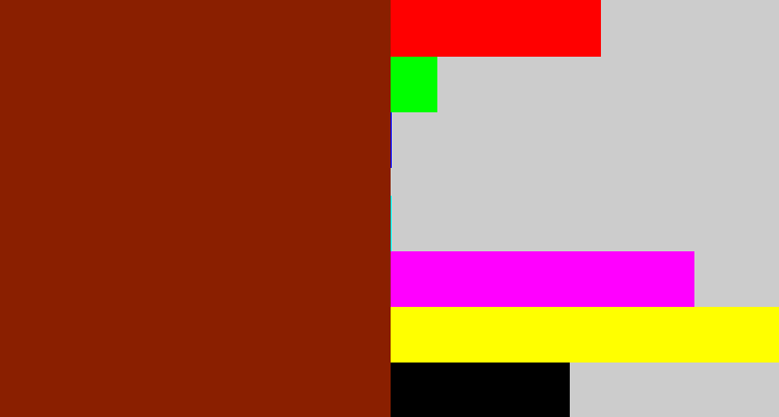 Hex color #8a1f00 - brick red