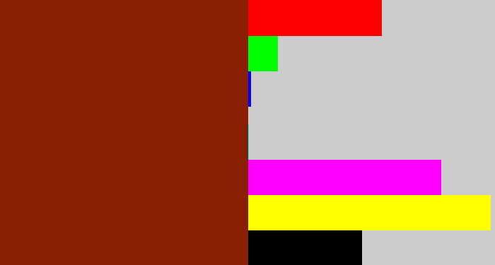 Hex color #8a1f03 - brick red