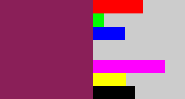 Hex color #8a1f58 - reddish purple