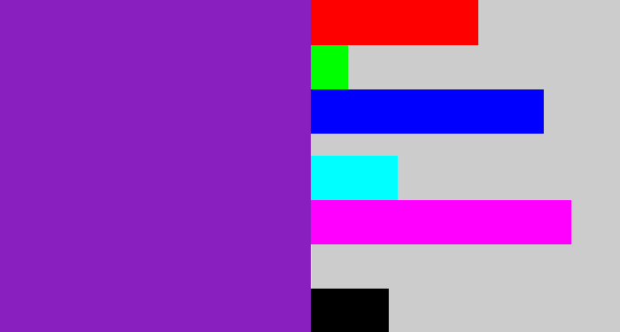 Hex color #8a1fc0 - barney