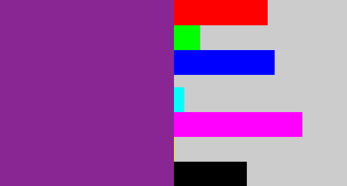 Hex color #8a2693 - warm purple