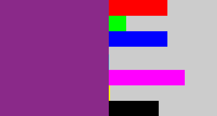 Hex color #8a2989 - warm purple