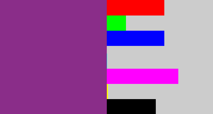 Hex color #8a2d89 - warm purple