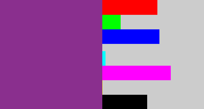Hex color #8a2f8e - warm purple