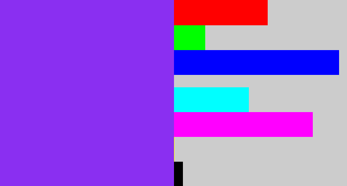 Hex color #8a2ff1 - bluish purple