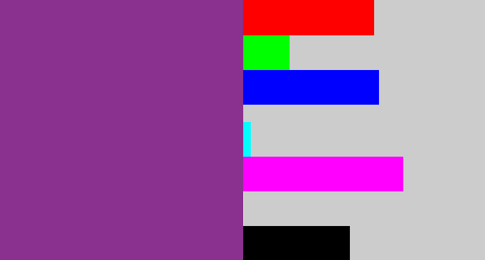 Hex color #8a308e - warm purple