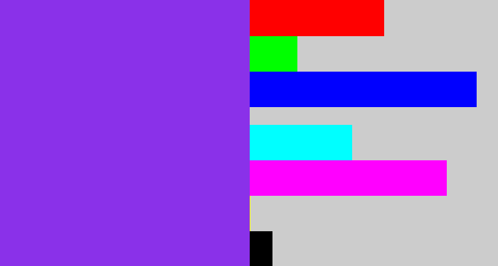 Hex color #8a31e9 - bluish purple