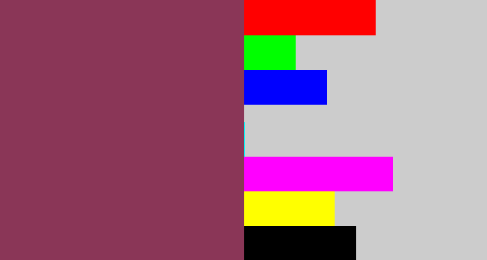 Hex color #8a3657 - dark mauve