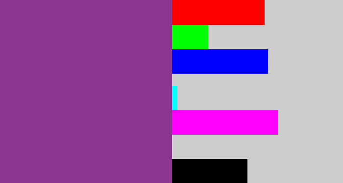 Hex color #8a368e - warm purple