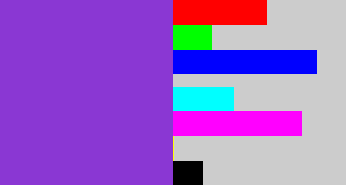 Hex color #8a37d3 - bluish purple