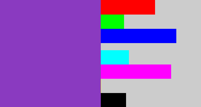 Hex color #8a3ac0 - purply