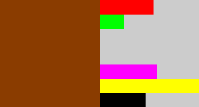 Hex color #8a3c00 - rust brown