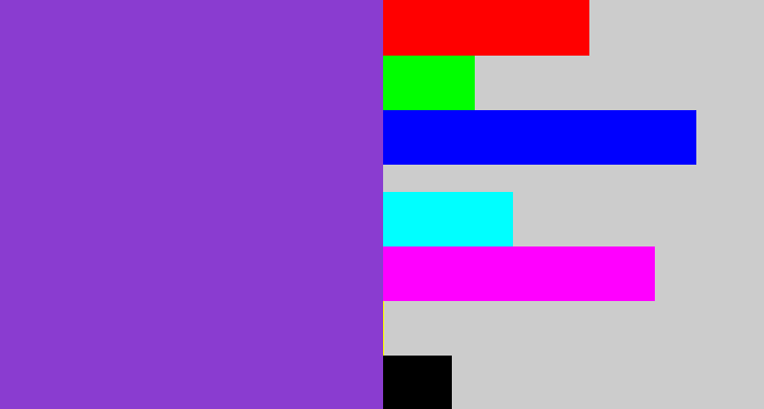 Hex color #8a3cd0 - purpley