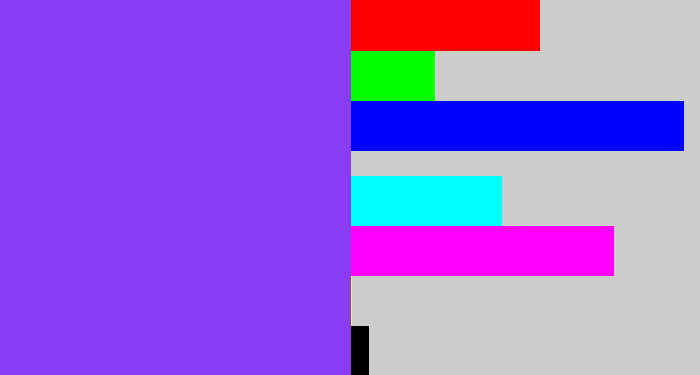 Hex color #8a3cf3 - bluish purple