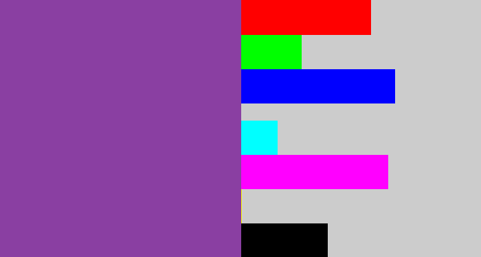 Hex color #8a3fa2 - medium purple