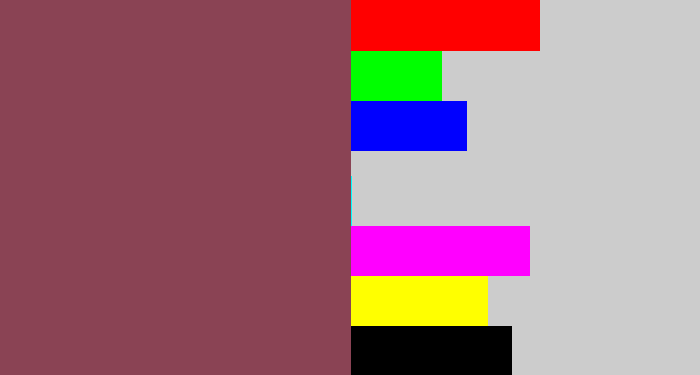 Hex color #8a4354 - dark mauve
