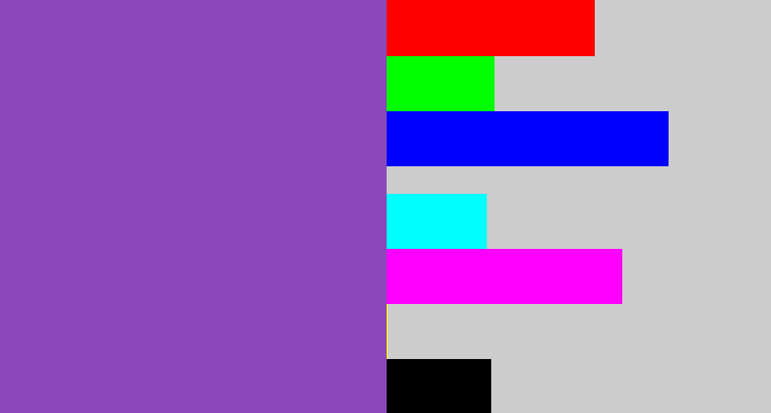 Hex color #8a48ba - purply