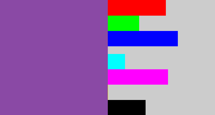 Hex color #8a49a5 - medium purple