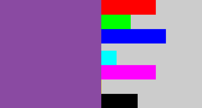 Hex color #8a4aa2 - medium purple