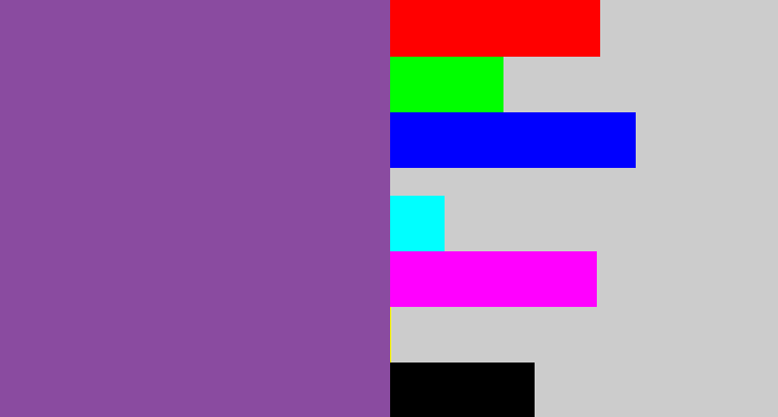 Hex color #8a4ba0 - medium purple