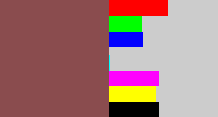 Hex color #8a4c4e - dark mauve