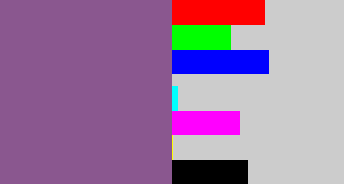 Hex color #8a578f - purplish