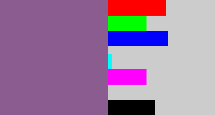 Hex color #8a5c90 - purplish